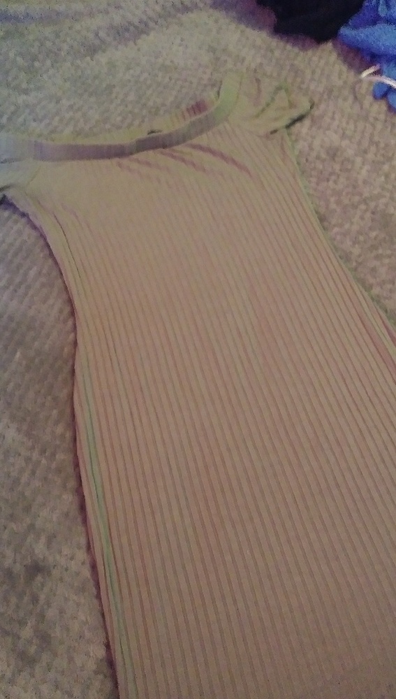 Ribbed olive green dress